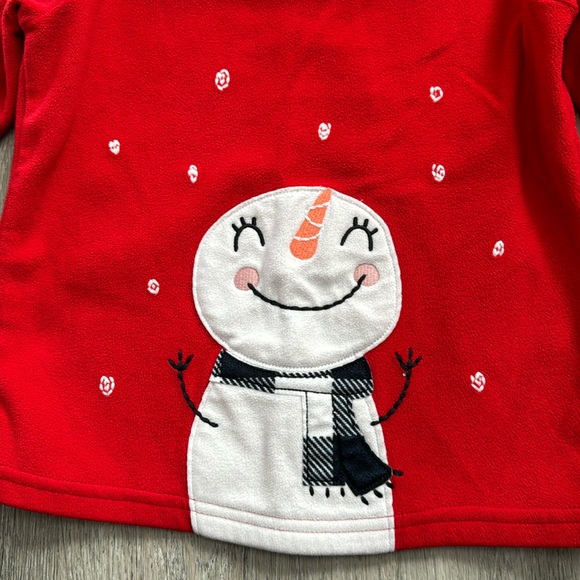 Carter's 2-Piece Girls Snowman Red Shirt w/Black & White Fleece Pajama Set Sz 5T - Picture 3 of 10